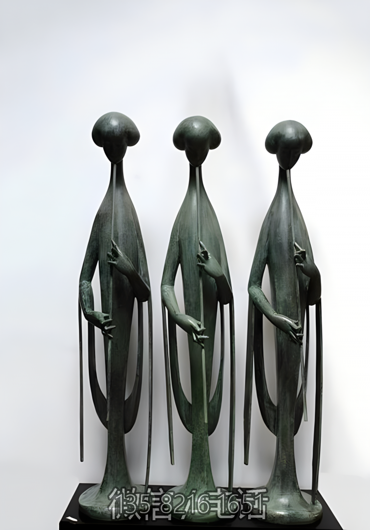 博物館抽象吹蕭的古代人物銅雕藝術(shù)擺件