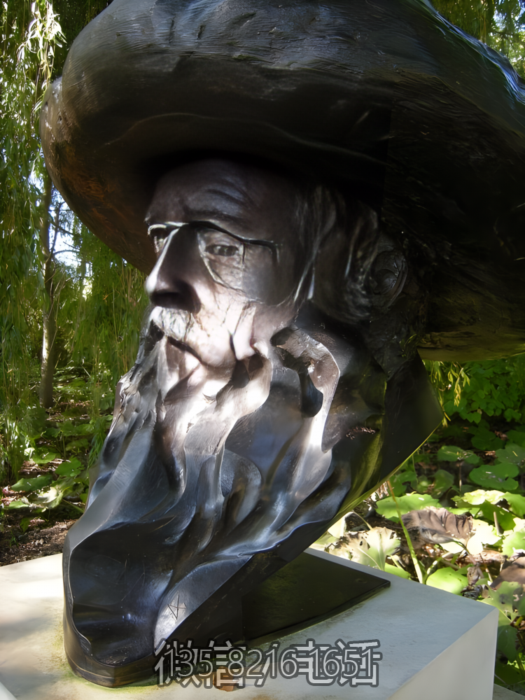 世界著名法國印象派畫家莫奈銅雕頭像園林景區玻璃鋼畫家雕塑