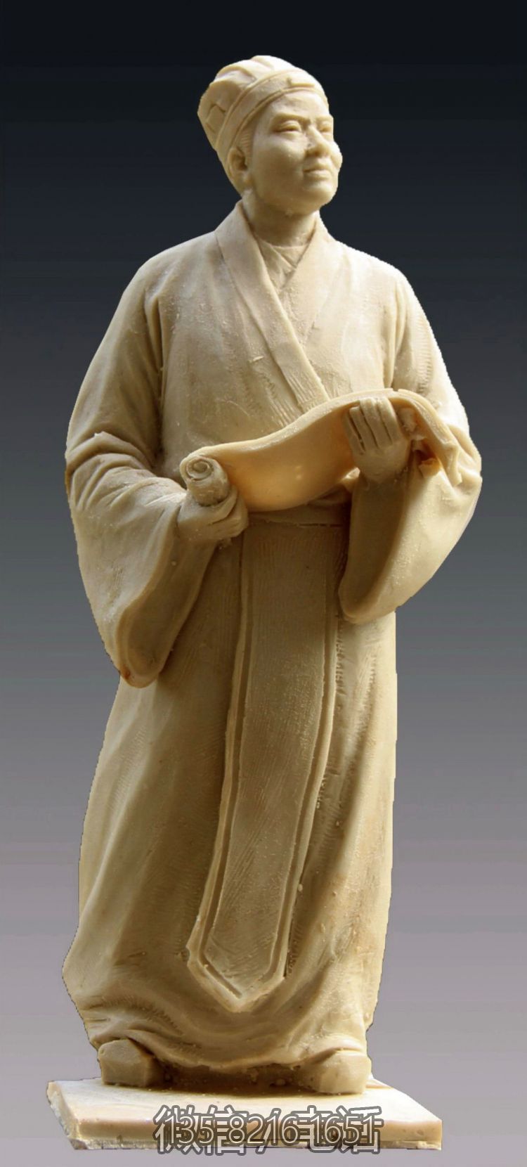 漢白玉石雕景觀歷史古代定制四大發(fā)明造紙術人物蔡倫雕塑