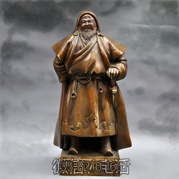 玻璃鋼仿銅定制蒙古可汗成吉思汗雕塑
