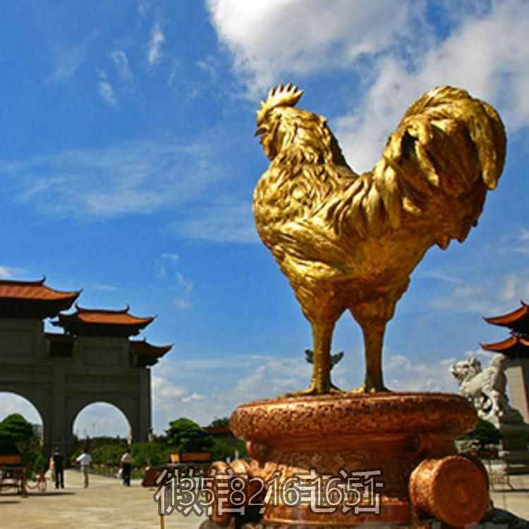 金色鑄銅公雞雕塑