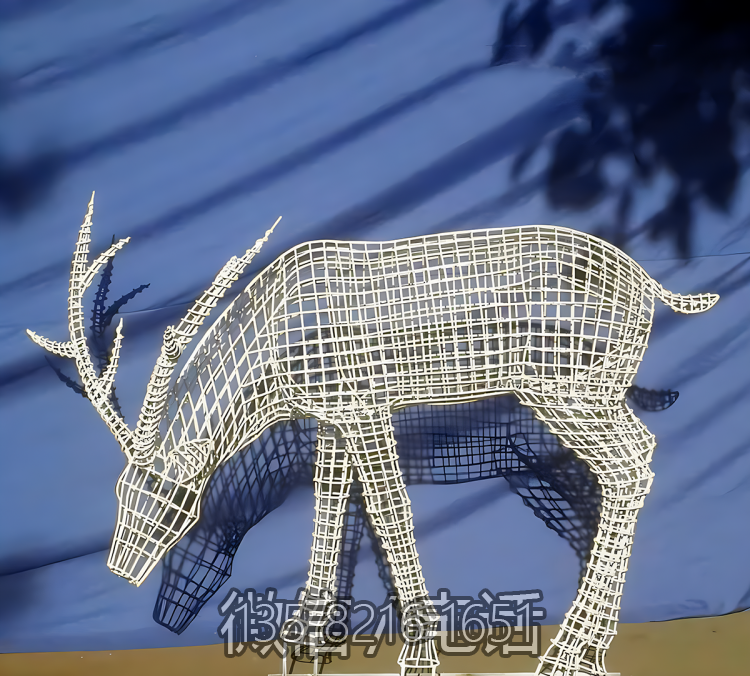 創意定制不銹鋼編織金屬鏤空梅花鹿雕塑