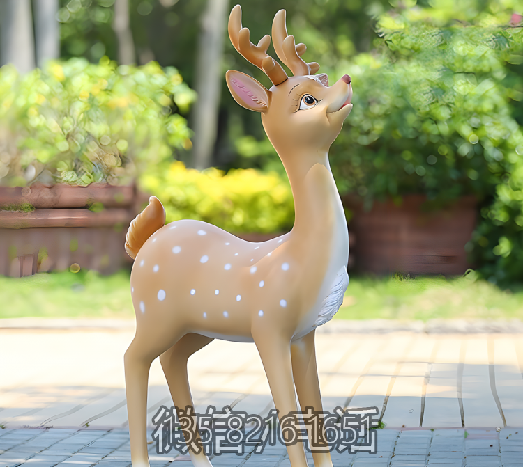 公園綠化動物景觀擺件玻璃鋼卡通動物擺件梅花鹿雕塑