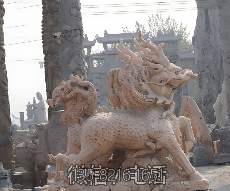 景區(qū)大型動(dòng)物景觀石雕麒麟雕塑