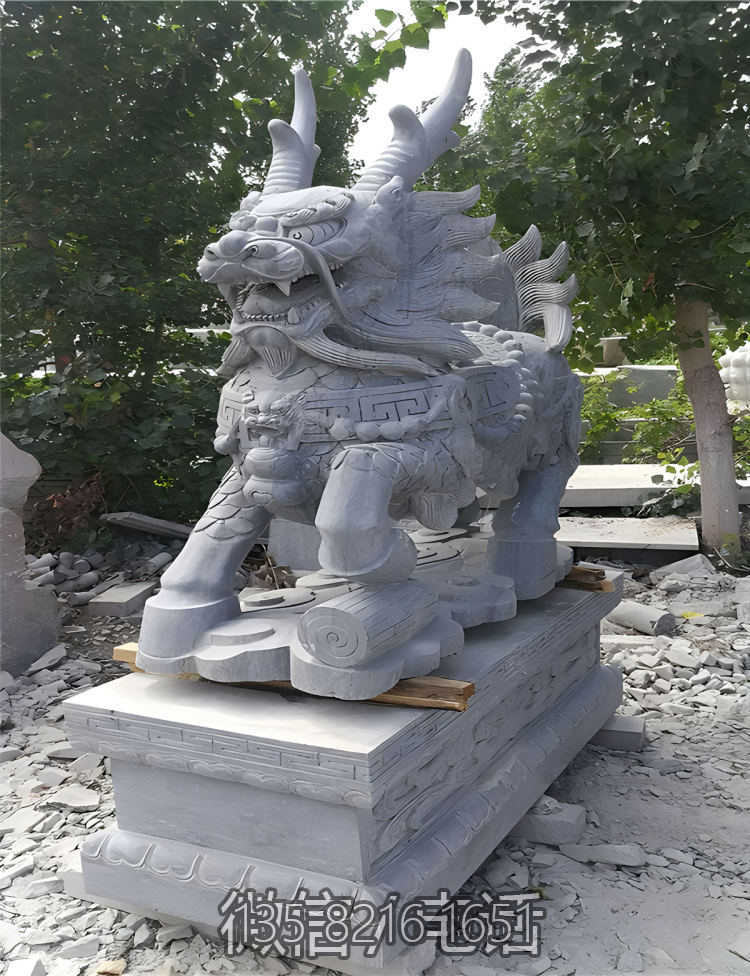 墓地擺件青石石雕辟邪神獸麒麟雕塑