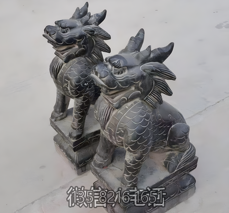宅院門口擺件一對鎮宅辟邪青石石雕麒麟雕塑
