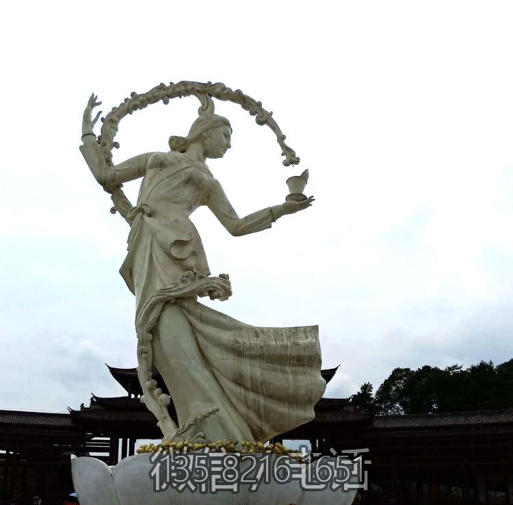 漢白玉大理石雕刻茶花仙子石雕像