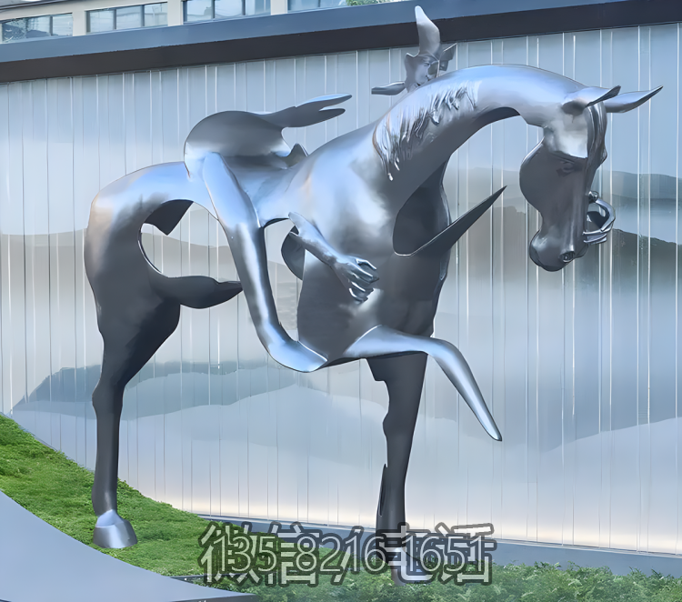 公園景觀裝飾擺件不銹鋼創(chuàng)意藝術(shù)定制動物抽象馬雕塑