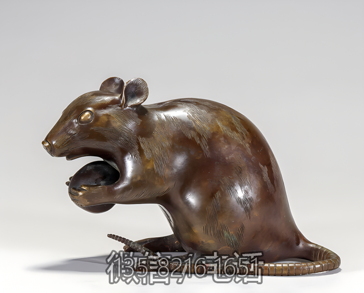 戶外園林動物景觀擺件玻璃鋼仿銅定制十二生肖鼠雕塑