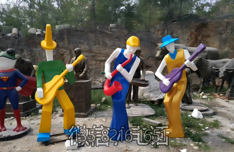 園林玻璃鋼抽象彈吉他的音樂人雕塑