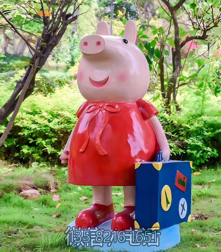 花園動(dòng)物擺件玻璃鋼卡通動(dòng)物動(dòng)畫片小豬佩奇雕塑