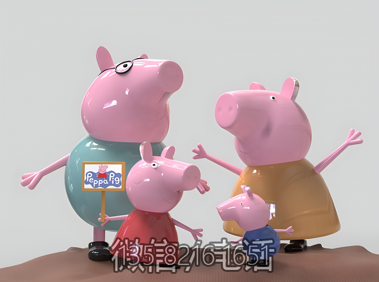 園林戶外裝飾小豬佩奇一家人雕塑