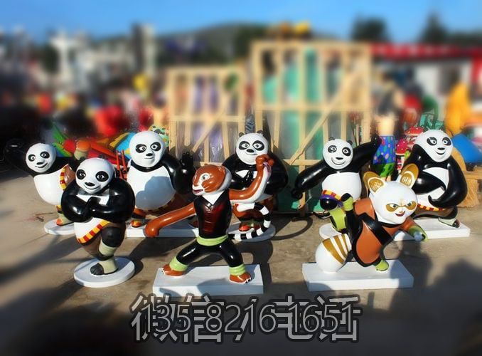 商場景觀小品裝飾擺件玻璃鋼卡通動物功夫熊貓系列雕塑擺件
