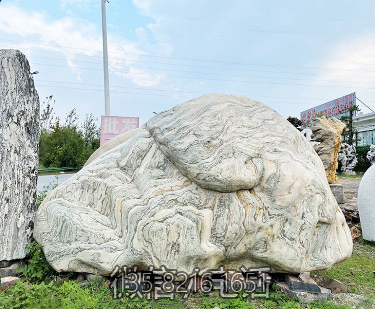 小區庭院刻字自然石頭擺件