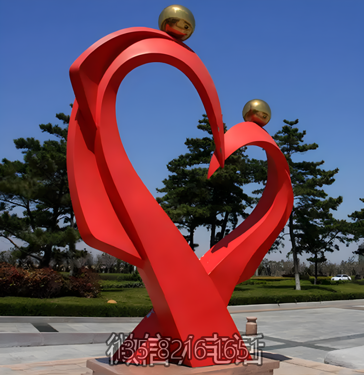 抽象手拉手人物愛(ài)心抽象不銹鋼雕塑