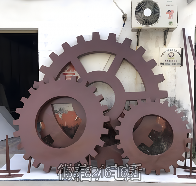不銹鋼噴漆齒輪雕塑