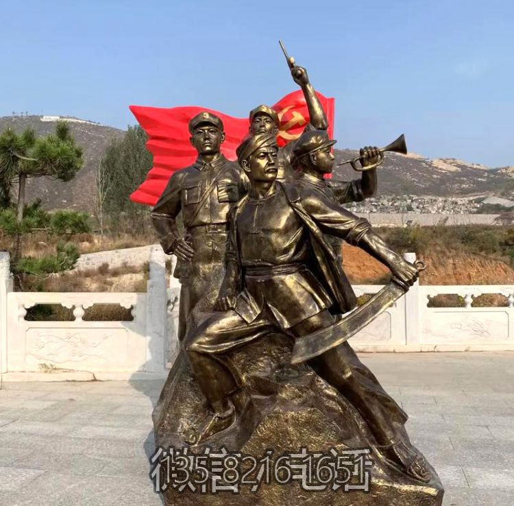 玻璃鋼仿銅抗戰人物雕塑