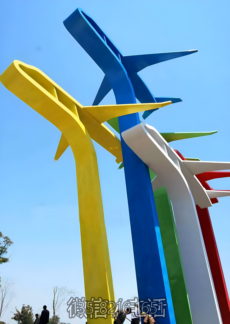 抽象不銹鋼飛機(jī)雕塑