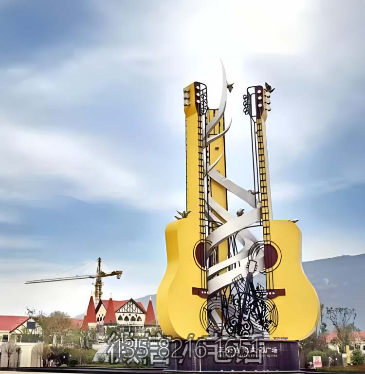 不銹鋼吉他大型景觀雕塑