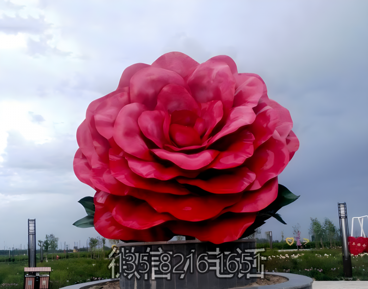 不銹鋼仿真山茶花雕塑