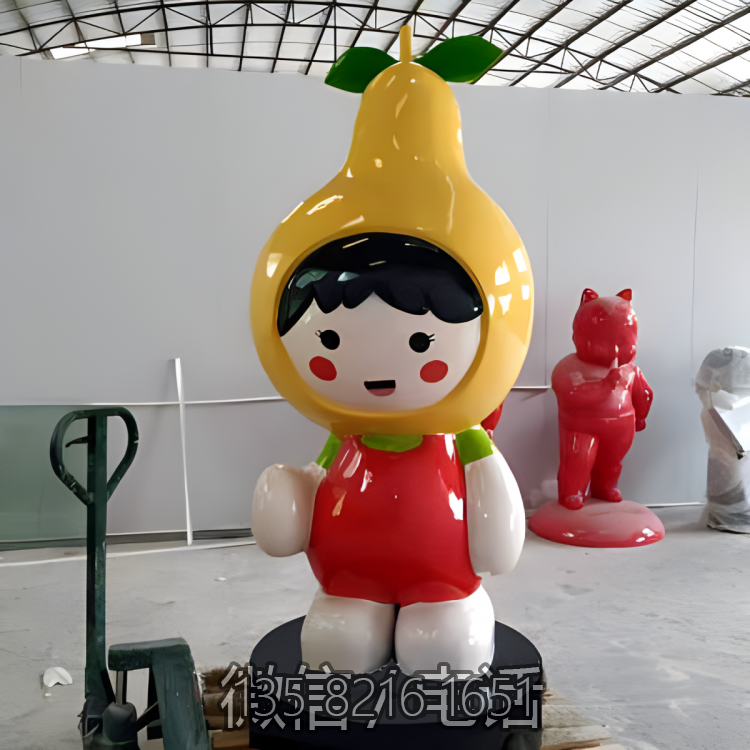 玻璃鋼卡通水果柚子公仔（女）雕塑