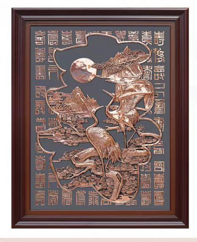 壽字裝飾浮雕銅畫