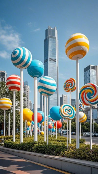玻璃鋼仿真棒棒糖美陳雕塑