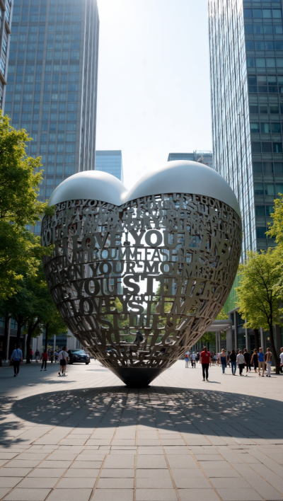 iloveyou不銹鋼字面愛心雕塑