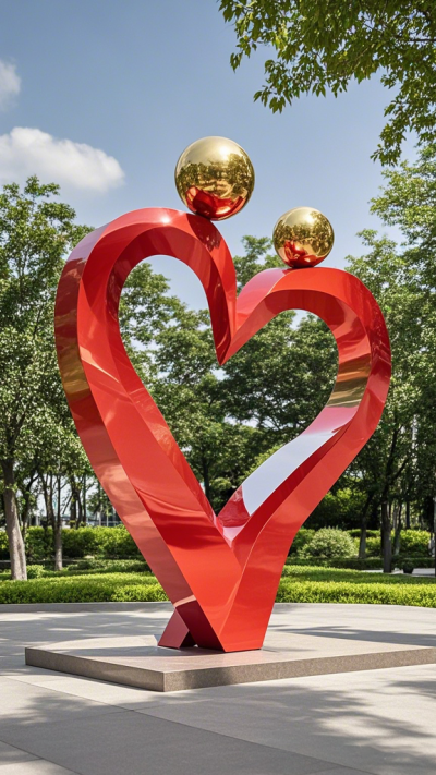 不銹鋼愛心抽象人物景觀雕塑