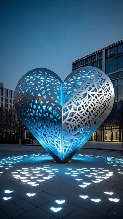 鏤空不銹鋼透光愛(ài)心雕塑