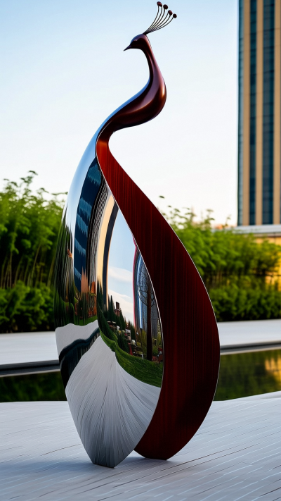 抽象藝術(shù)孔雀不銹鋼雕塑