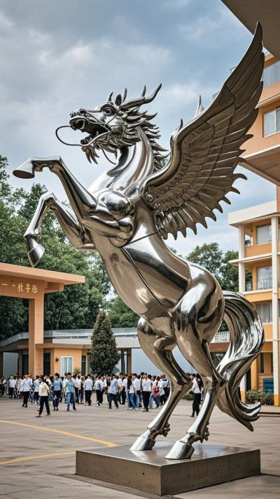 學(xué)校校園不銹鋼龍馬雕塑