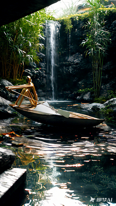 不銹鋼劃船的抽象人物、小船雕塑