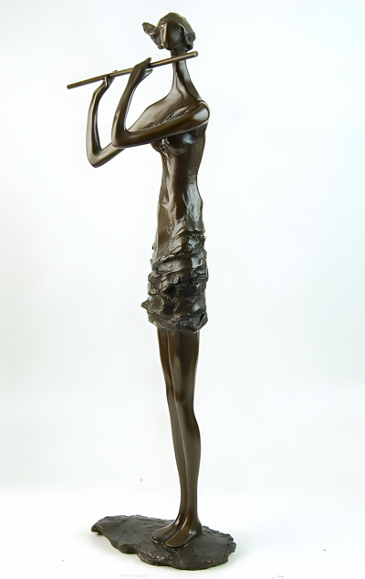 鑄銅裝飾擺件吹笛子的美女人物雕塑