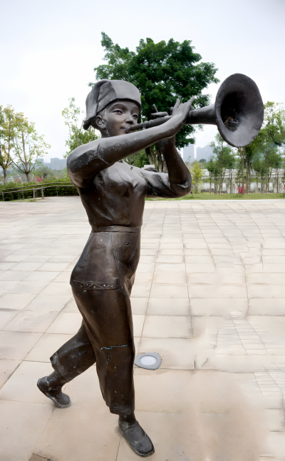 吹嗩吶的少數(shù)民族人物銅雕塑
