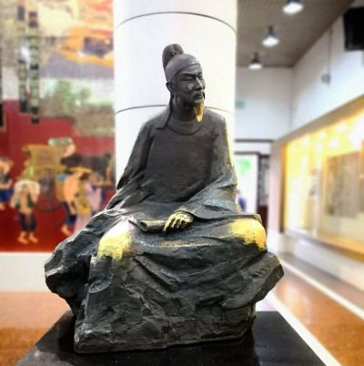 紀念館名人擺件純銅鑄造白居易銅雕像