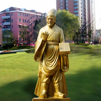 戶外草坪純銅漆金四大發明家畢昇雕塑