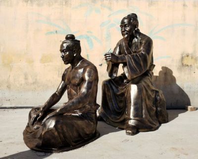 情景人物玻璃鋼仿銅古代名醫扁鵲雕塑