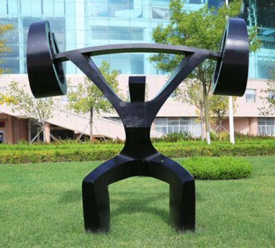 戶外草坪玻璃鋼仿銅體育運(yùn)動(dòng)抽象舉重人物雕塑