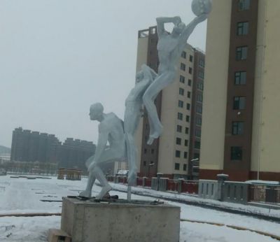 廣場景觀擺件不銹鋼抽象打籃球的運動人物雕塑