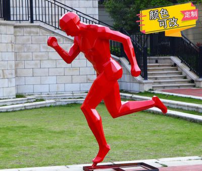 定制景觀玻璃鋼幾何抽象跑步體育運動人物雕塑