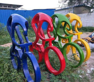 玻璃鋼抽象騎自行車體育運動主題公園擺件雕塑