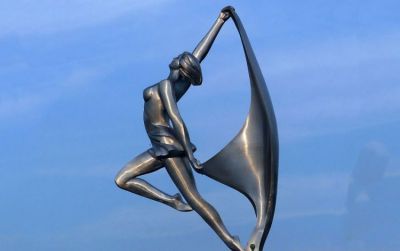 城市景觀擺件地標創意不銹鋼抽象跳舞人物雕塑