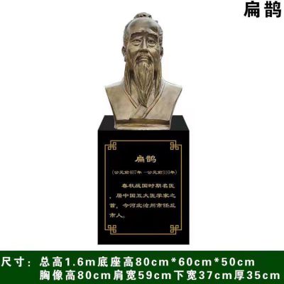 玻璃鋼仿銅名醫扁鵲半身像胸像雕塑