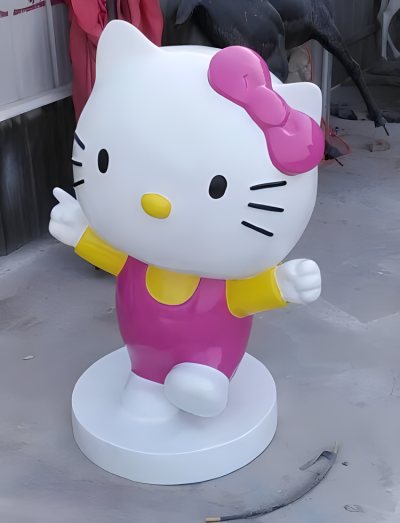 幼兒園美陳裝飾擺件玻璃鋼樹(shù)脂卡通Kitty貓雕塑