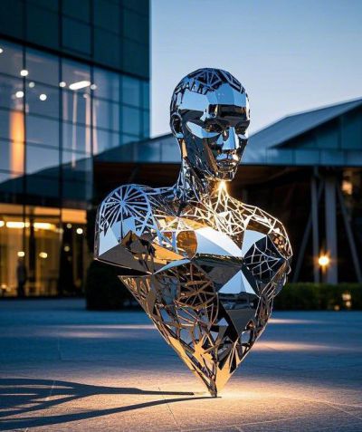 鏤空不銹鋼抽象人物雕塑