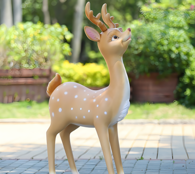 公園綠化動物景觀擺件玻璃鋼卡通動物擺件梅花鹿雕塑