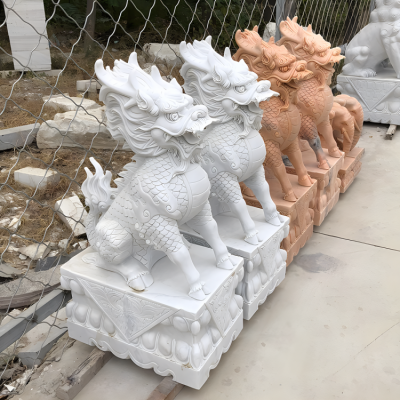 庭院小區大理石石雕神獸麒麟雕塑