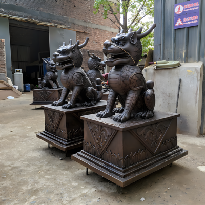 定制銅雕神獸麒麟雕塑小區景觀裝飾動物擺件