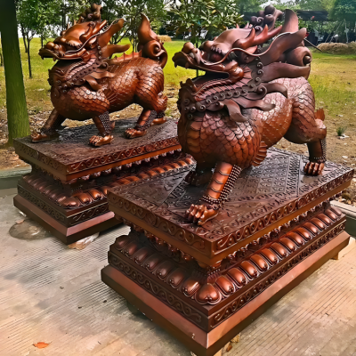 工廠大門擺件銅雕招財辟邪麒麟雕塑